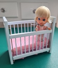 Vintage Mattle Liddle Kiddle Baby Diddle Doll In cot