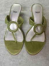 impo green satin thong heels