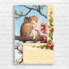 Vintage Owl and Angel with