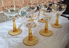 6 Vintage glasses. gold trim