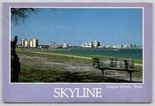 Postcard Corpus Christi Skyline as Viewed from Ocean Drive Texas Seaside Bench