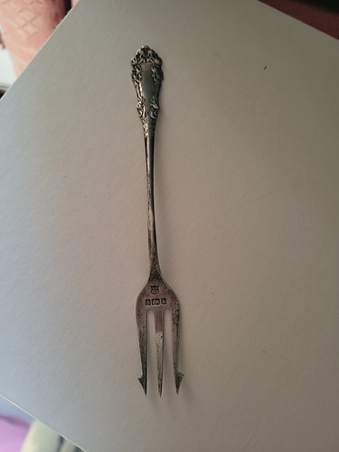 Antique silver pickle fork - pickle,