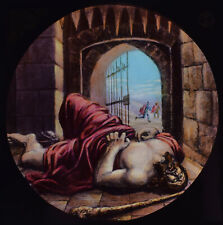 STUNNING NEWTON COLOUR Glass Magic lantern slide A SLAIN GIANT C1900 