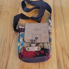 Damaged Pendleton Brown Leather Wool Crossbody Bag Southwestern Navajo Aztec