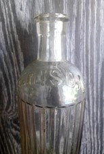 Vintage Victorian  Glass Poison Bottles Ribbed Clear Glass