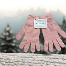 Ladies  100% 4 ply STRAWBERRY MARL cashmere gloves