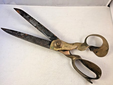 Pair of Antique 'T Wilkinson & Son' Brass Handled Tailors Shears 13 1/2" long