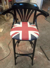 Upcycled Union Jack High Back Wooden Bar Stool