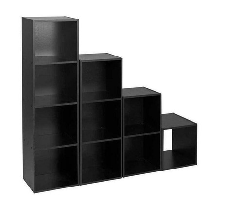 Black wooden tired bookcase - wooden,