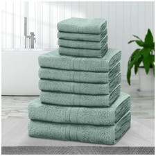 10 PCS TOWEL BALE SET 100% COMBED COTTON SOFT FACE HAND BATH BATHROOM TOWELS