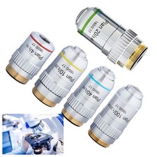1PC 4X 10X 20X 40X 100X Plan Objective Lens RMS Thread for Biological Microscope