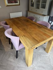 6-Seater Solid Mango Wood Dining Room Table & 4 Chairs