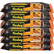 Flame Fast Instant Lighting Firelog Fireplace Fuel 2 Hour Burn Fire Log Pack 15