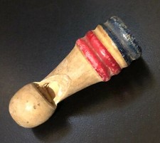 Vintage Turned Wooden Whistle Red White Blue