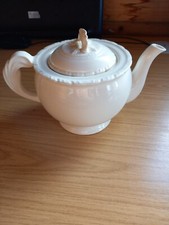 Rare Vintage New Hall Hanley bone china, plain white Teapot - 1940's