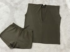 Zara 2 Piece Lounge Set Olive Green Khaki Small Top And Medium Shorts New Unworn