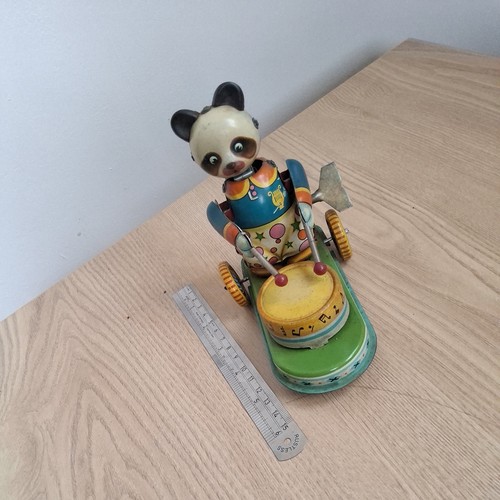 Tin wind toy panda drummer - wind-up,