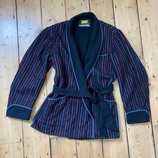 Vintage Lloyd Royal Size S/M Mens Wool Dressing Gown Robe Bed Jacket Striped