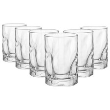 Bormioli Rocco 6x Sorgente Water Glasses Ridged Whisky Tumblers 300ml Clear