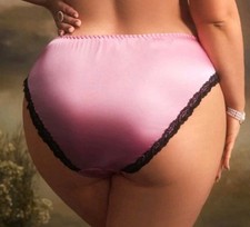 Girly Pink Satin Black Frilly Full Bum Sissy Panties Knickers CD TV 4XL UK 24