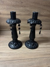 Pair vintage black glass - a,