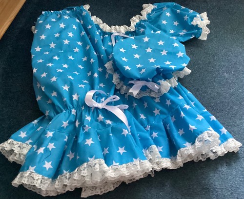 Turquoise white stars long - white,