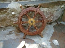 Ships wheel 315 mm across Made from wood & brass- Marine maritime Nautical Beach