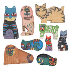 Hand Painted Wooden Cat