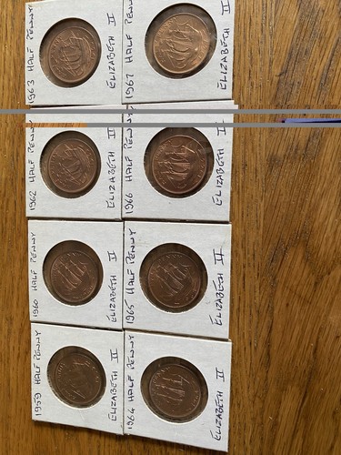 Eight uncirculated half penny - eight,