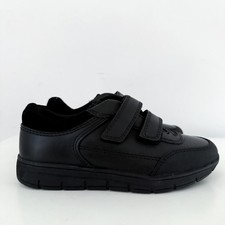 New Boys Next Ortholite Black Hook & Loop Trainers Shoes Size UK 9F