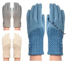 Buttons Cashmere Blend Winter Ladies Gloves Warm Comfortable
