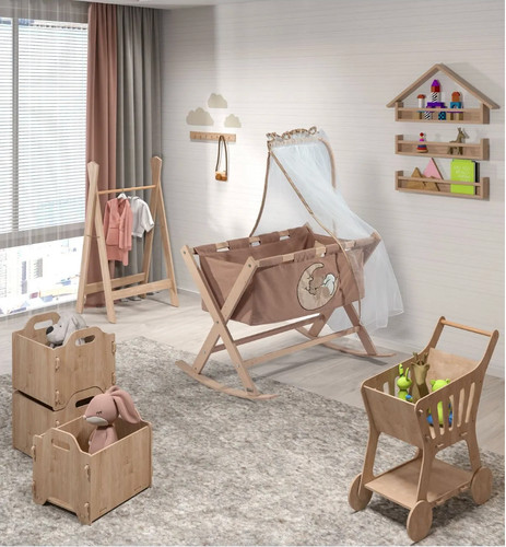 Wooden baby cradle gently - cradle, –