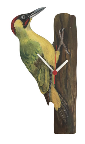 Green woodpecker clock - green,