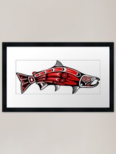 Native salmon framed art - native,