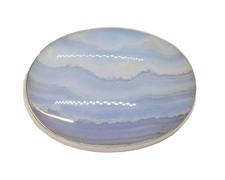 Ortak Sterling Silver Mounted Blue-Lace Agate Brooch Vintage 1988 Edinburgh