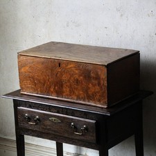 Antique rare 18th century burr elm bible box, original hinges and lock, English