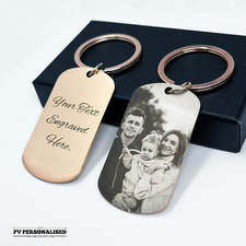 Personalised Photo Keyring Engraved Text Dad Mum Gift Birthday Love Fathers Day