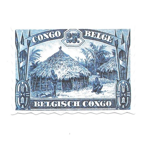 Congo belge stamp village hut - belge,