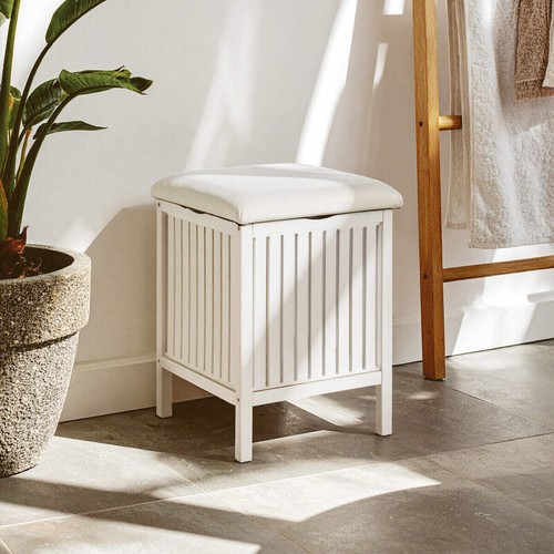 White bathroom storage stool - bathroom,
