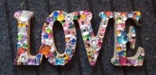 LOVE Sign gem encrusted Handmade Wooden Free Standing Sparkly 23x9.5x1.5cm