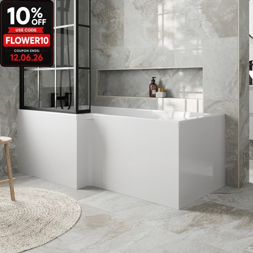 Shaped shower bath front - l,