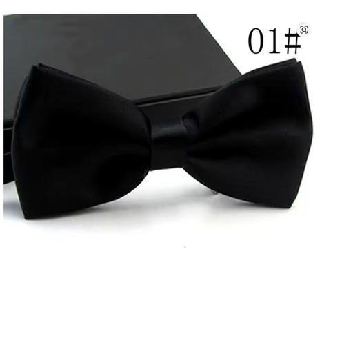 Black bow tie adjustable satin - tie,