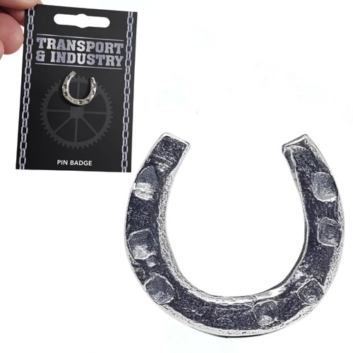 Horseshoe pin badge pewter - badge,