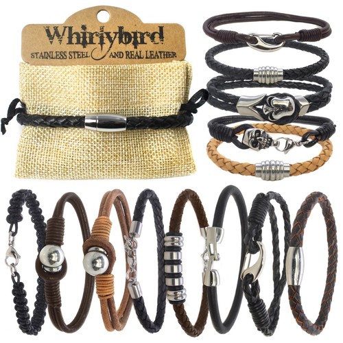 Mens genuine leather bracelets - mens,