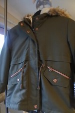 George Clothing Girls 3 in 1 Winter Coat Khaki/Green Faux Fur Parka Ag 5-6 *VGC*