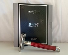 Edwin Jagger 3ONE6 Stainless Steel Razor (Red Aluminium Handle)