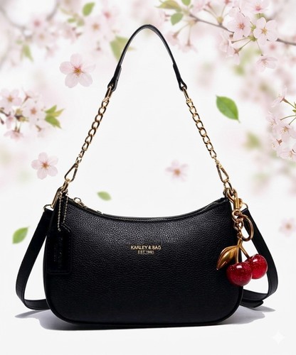 Cherry black faux leather - cherry, 🍒