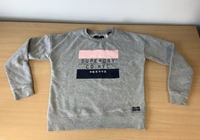 Superdry Sweatshirt Grey Logo NYC Crew Neck Pullover Casual Women’s Size 10