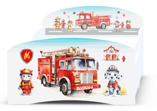 Boys Toddler Bed With Luxury Mattress Safe Rails FIRE ENGINE VEHICLE Design