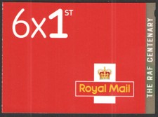 PM59 2018 RAF 6 x 1st Barcode Booklet - No Cylinder